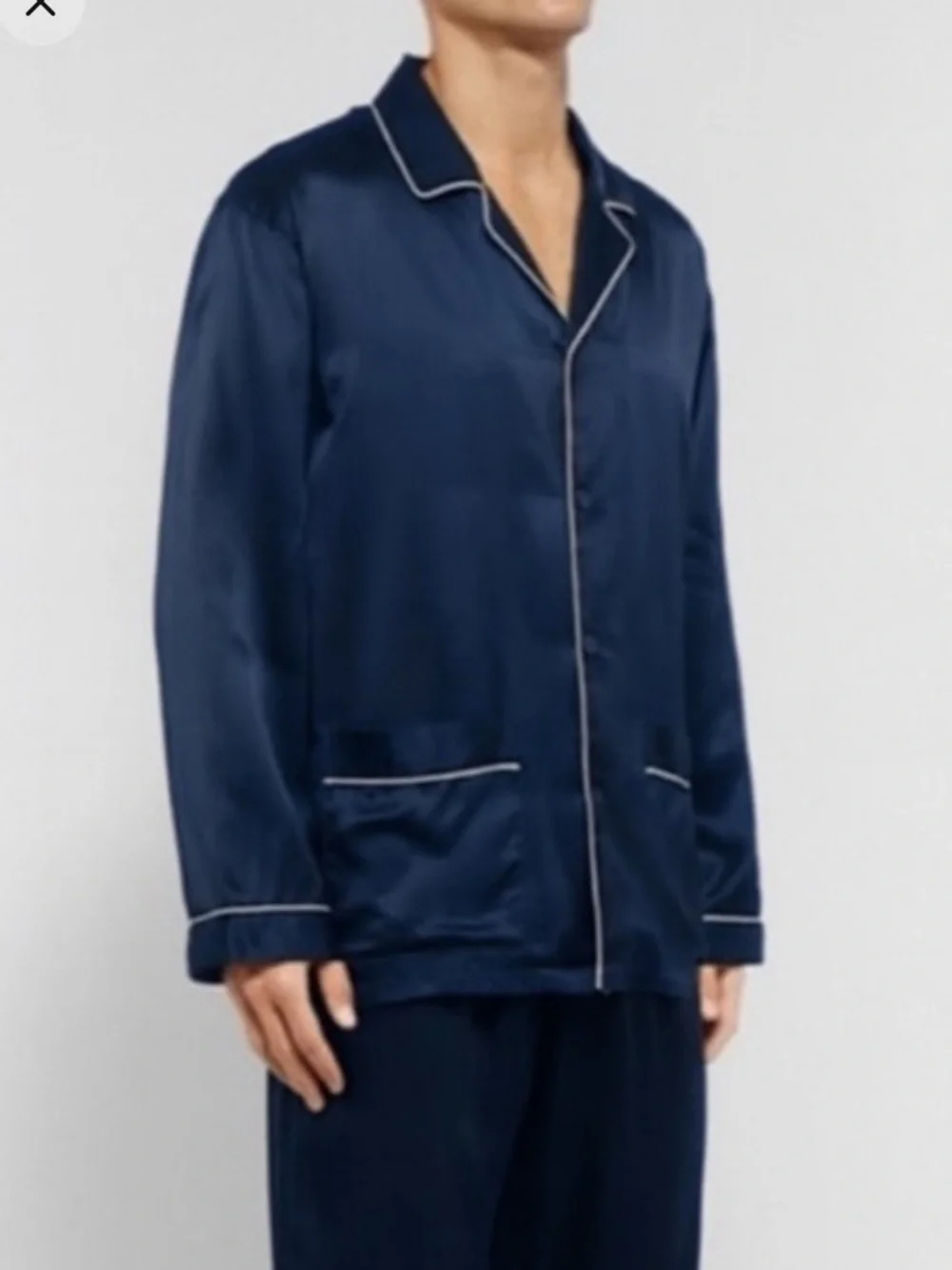 Zimmerli Navy Silk Pajama Top Shirt Long Sleeve Button Front Luxury Sleepwear